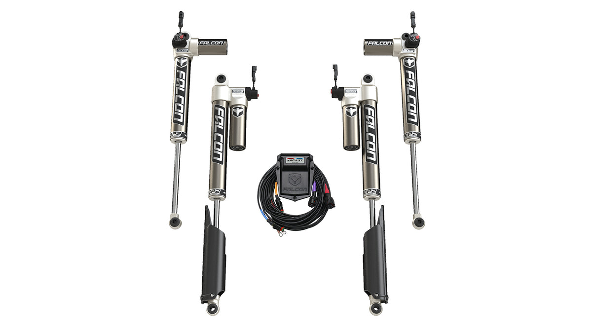 20-Up Jeep Gladiator JT EcoDiesel SP2 3.5 e-Adjust Piggyback Shock Kit 3.5-4.5 Inch Long-Travel Falcon Shocks