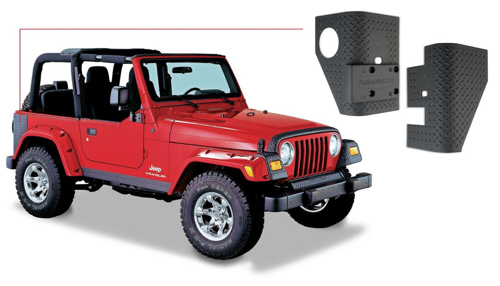 Black Trail Armor Rear Corners For 1997-2006 Jeep Wrangler 2-Door Pair Bushwacker