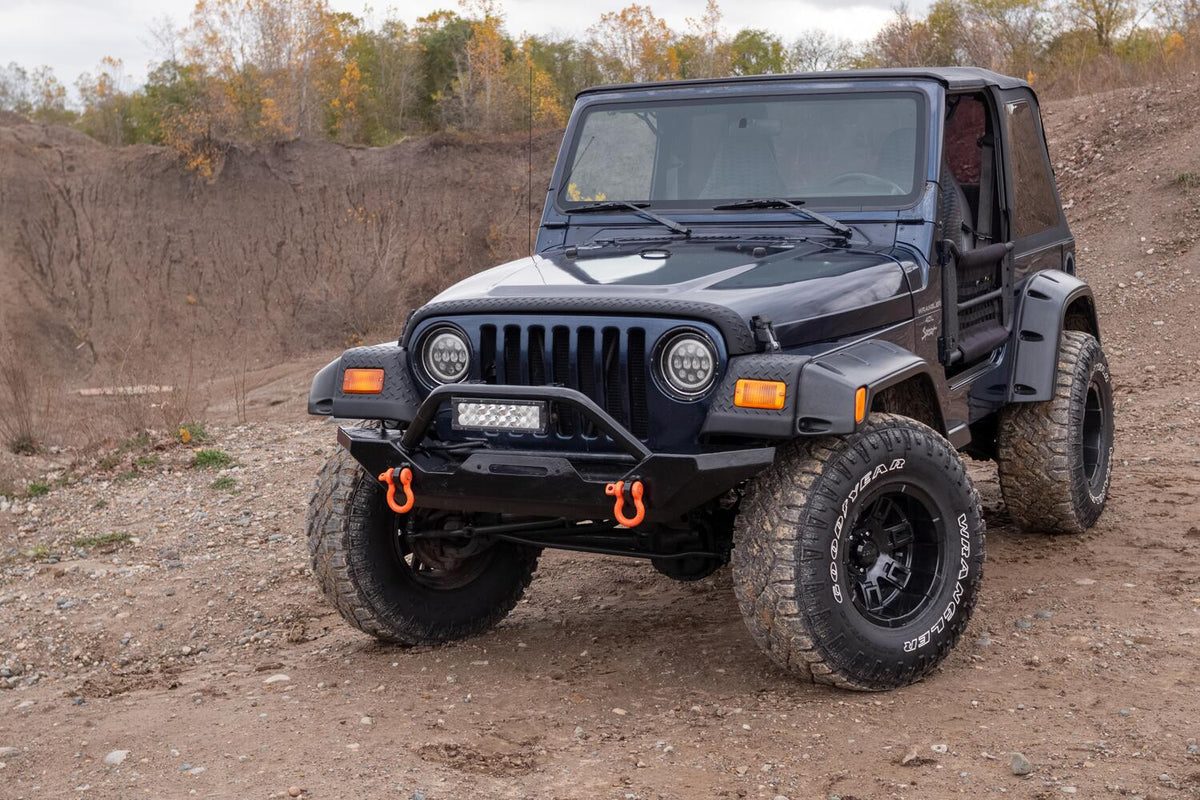 Black Trail Armor Hood Stone Guard And Front Corners For 1997-2006 Jeep Wrangler, 4pc Set Bushwacker