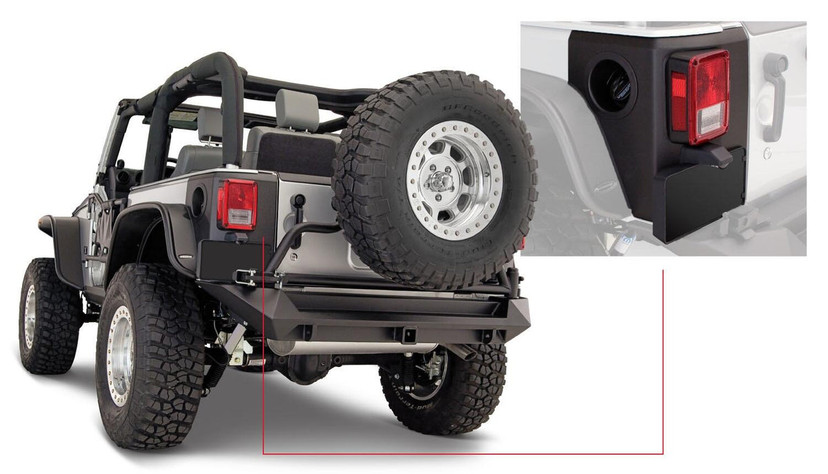 Black Trail Armor Rear Corners For 2007-2018 Jeep Wrangler JK 2-Door, Pair Bushwacker
