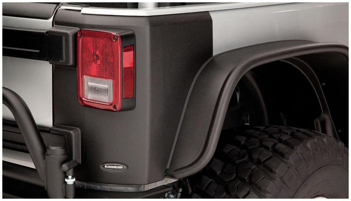 Black Trail Armor Rear Corners For 2007-2018 Jeep Wrangler JK 2-Door, Pair Bushwacker