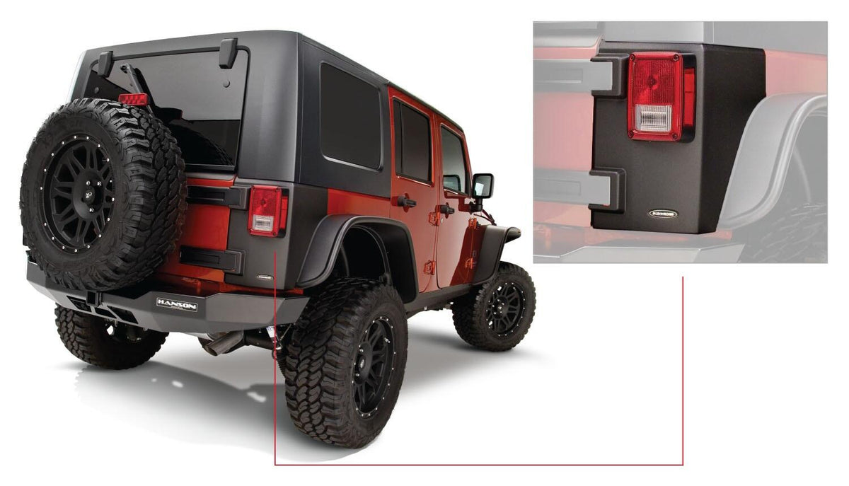 Black Trail Armor Rear Corners For 2007-2018 Jeep Wrangler JK Unlimited 4-Door, Pair Bushwacker