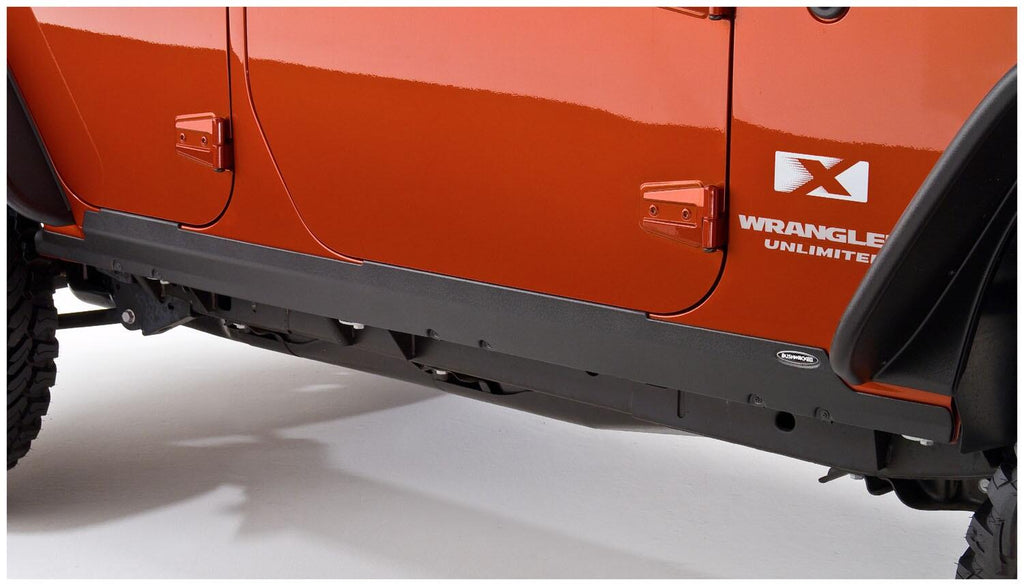 Black Trail Armor Rocker Panel And Sill Plate Covers For 2007-2018 Jeep Wrangler JK Unlimited 4-Door, Pair Bushwacker