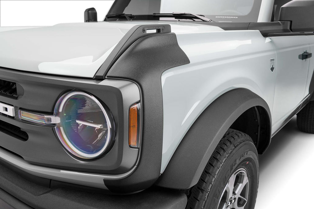 Black Trail Armor Front Corners For 2021-2024 Ford Bronco, Pair Bushwacker