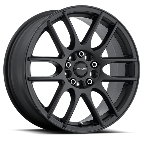 Aluminum Wheels 16x7 Mystique 141B Satin Black 40 Offset 5 on 110/5 on 115 Bolt Pattern 72.62 Bore Raceline