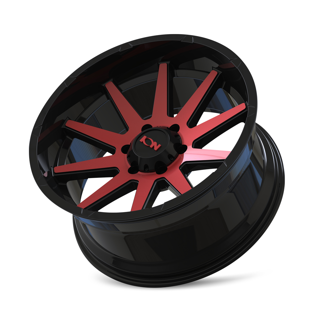 Cast Aluminum Wheels 143 RD 20x9 Red Machined Face Gloss Black ION Wheels