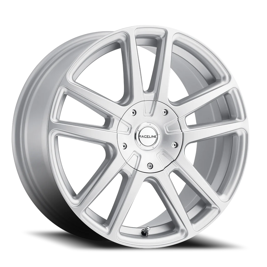 Aluminum Wheels 17x7.5 Encore 145S Hyper Silver Split Spoke 40 Offset 5 on 110/5 on 115 Bolt Pattern 72.62 Bore Raceline