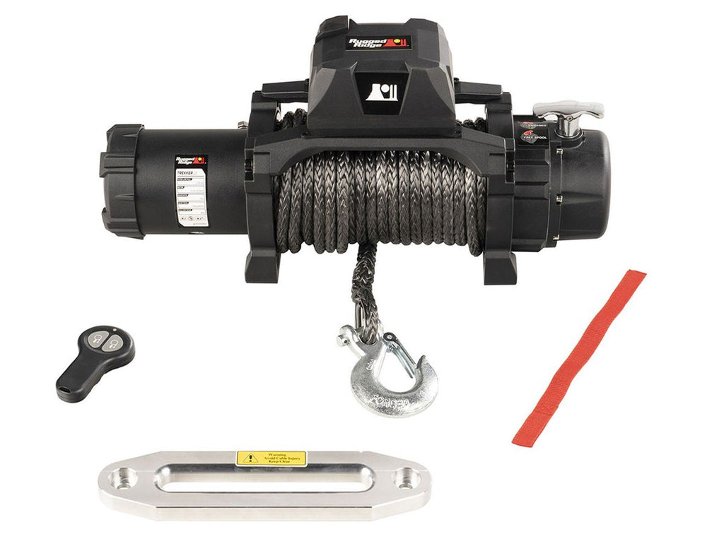 Trekker Winch 12500 Lbs Synthetic Rope IP68 Waterproof Wireless Rugged Ridge