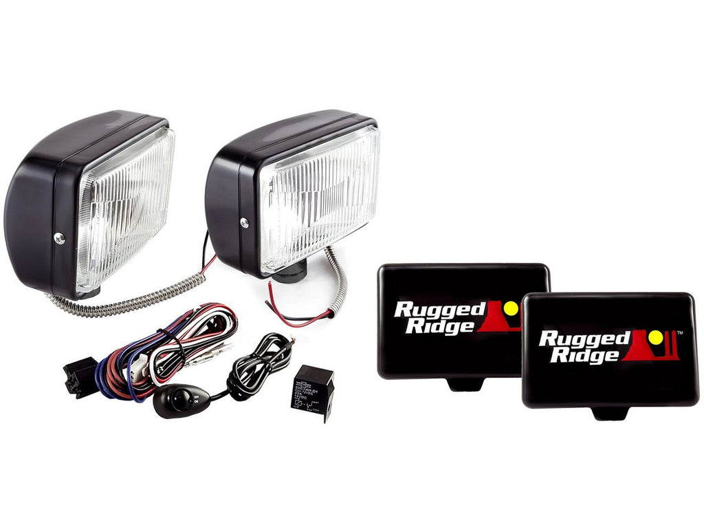 Light Kit Halogen 5 Inch X 7 Inch Black Steel Housing 2 Piece Rugged Ridge