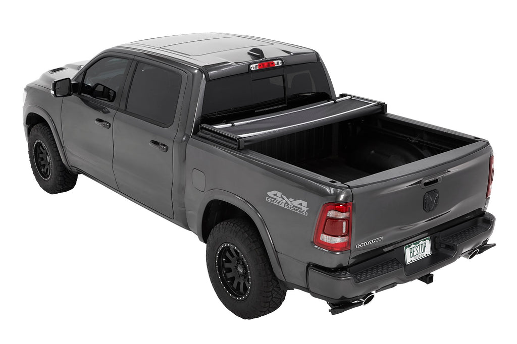 EZ-Fold Soft Tri-Fold Tonneau Cover For Ram 2019-2024 1500 Black Tailgate Spoiler Not Included Bestop