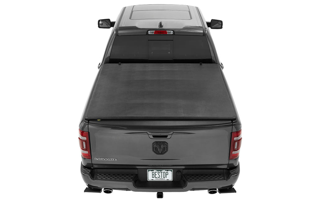 EZ-Fold Soft Tri-Fold Tonneau Cover For Ram 2019-2024 1500 Black Tailgate Spoiler Not Included Bestop