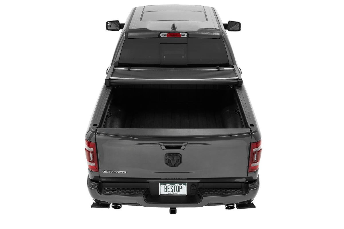 EZ-Fold Soft Tri-Fold Tonneau Cover For Ram 2019-2024 1500 Black Tailgate Spoiler Not Included Bestop