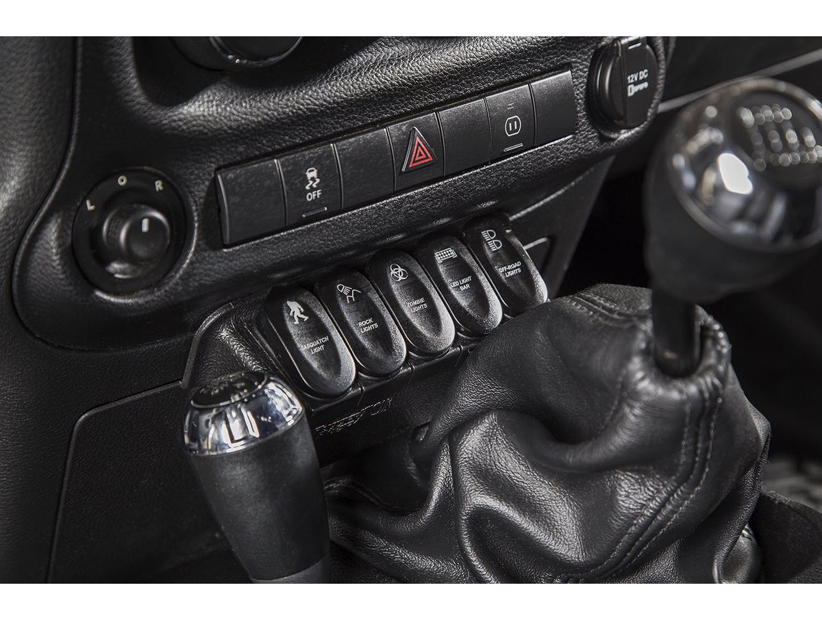 Switch Panel Kit Lower 5 Etched Switches 11-18 Jeep Wrangler JK Rugged Ridge