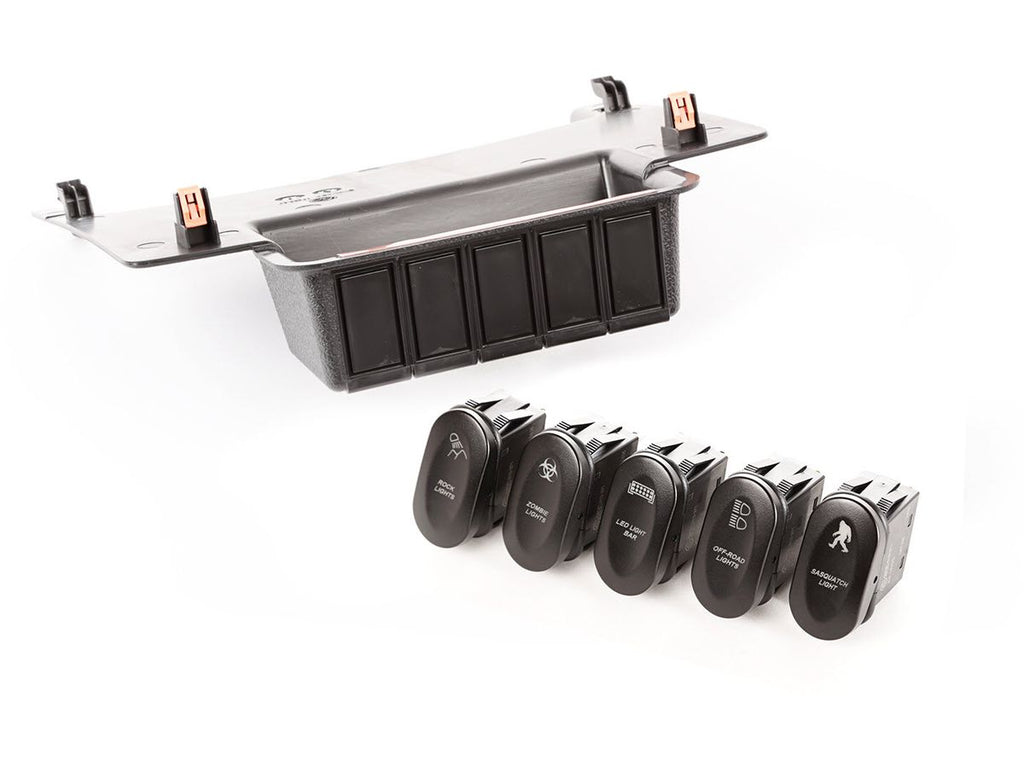 Switch Panel Kit Lower 5 Etched Switches 11-18 Jeep Wrangler JK Rugged Ridge