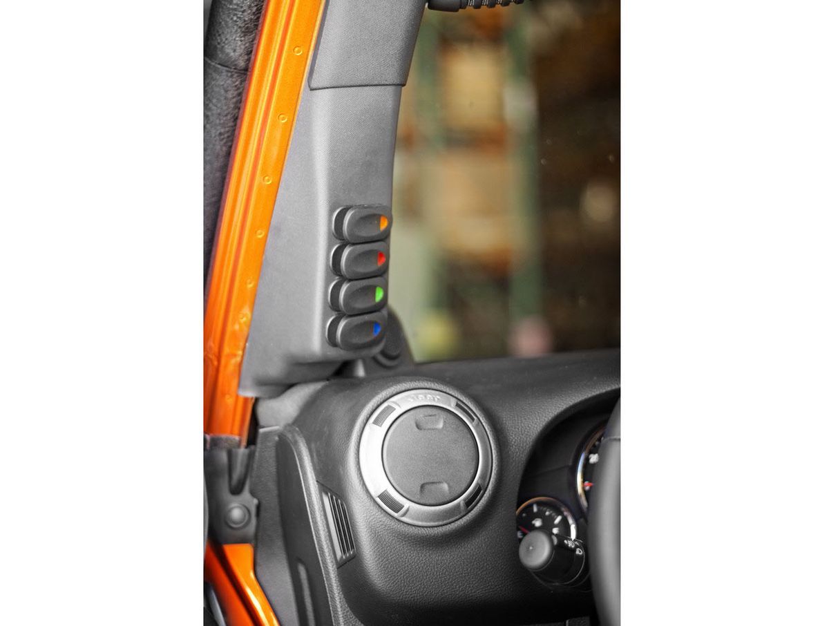 Switch Pod Kit A-Pillar Black LHD 07-10 Jeep Wrangler JK Rugged Ridge