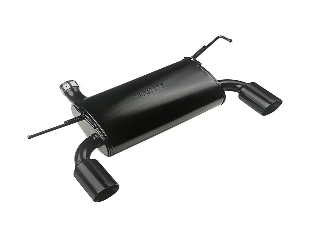 This Black Axle-back Exhaust System from Rugged Ridge Fits 07-18 Jeep Wrangler. Rugged Ridge