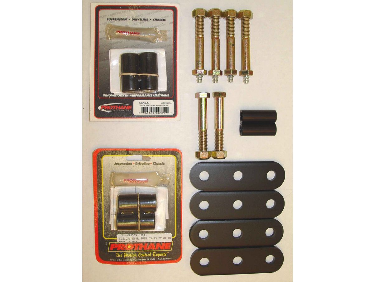 Suspension Leaf Spring Shackle Kit HD Greaseable w/Black Bushings; w/0 in. Lift 55-75 Jeep CJ Rugged Ridge