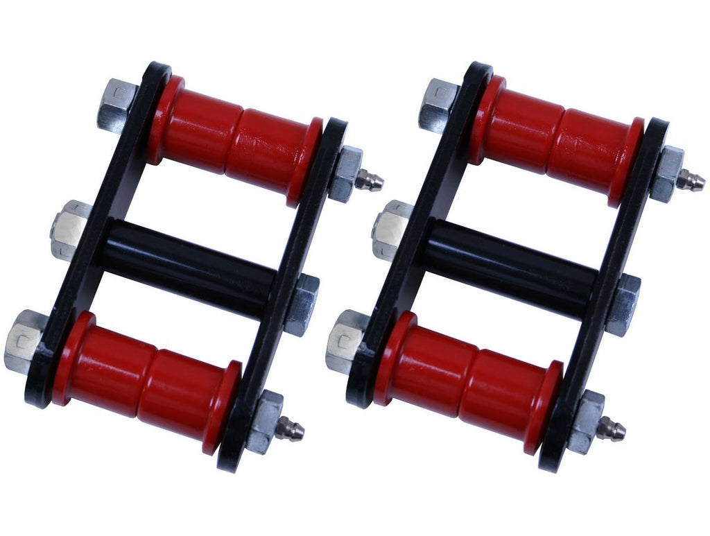 Suspension Leaf Spring Shackle Kit Front HD Greaseable w/Red Bushings w/0 in. Lift 76-86 CJ Rugged Ridge