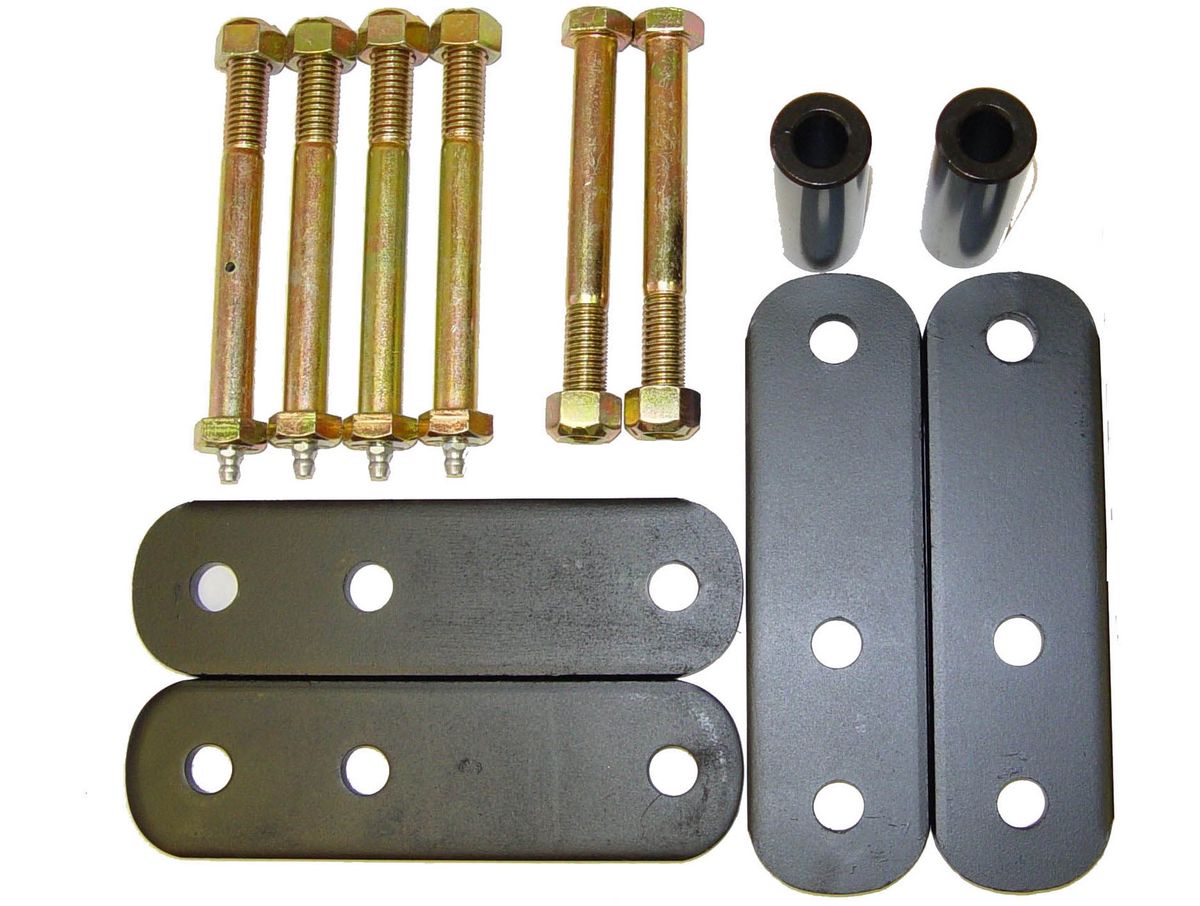Suspension Leaf Spring Shackle Kit Front 1 Inch Lift Greasable; Heavy Duty; w/o Bushings 87-95 Wrangler Rugged Ridge