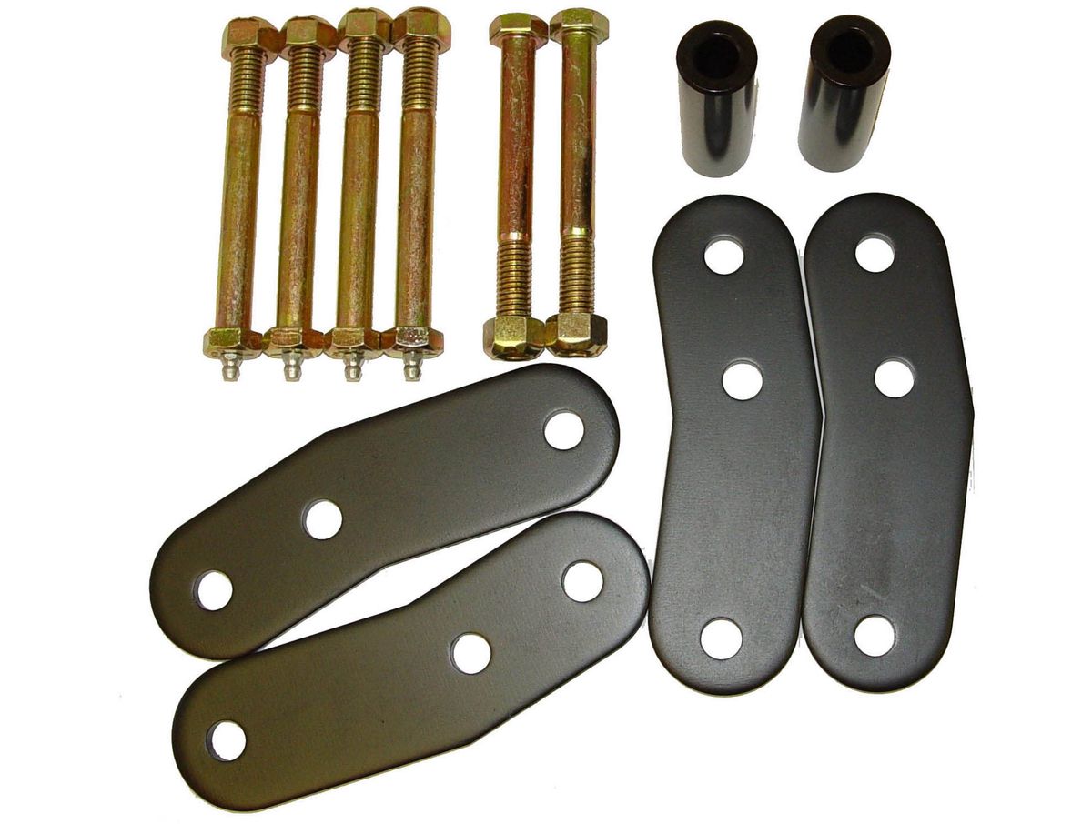 Suspension Leaf Spring Shackle Kit Rear 1 Inch Lift Heavy duty, greasable, no bushings 87-95 YJ Rugged Ridge