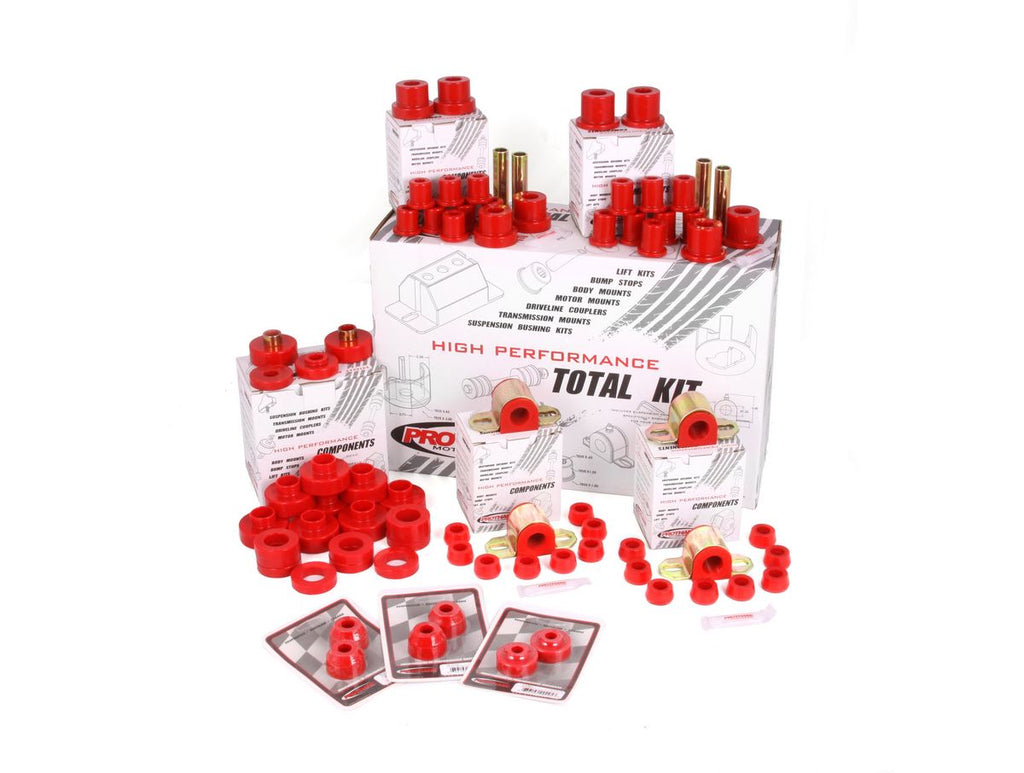 This Red Polyurethane Bushing Kit from Prothane Fits 76-79 Jeep CJ5 and CJ7. Rugged Ridge