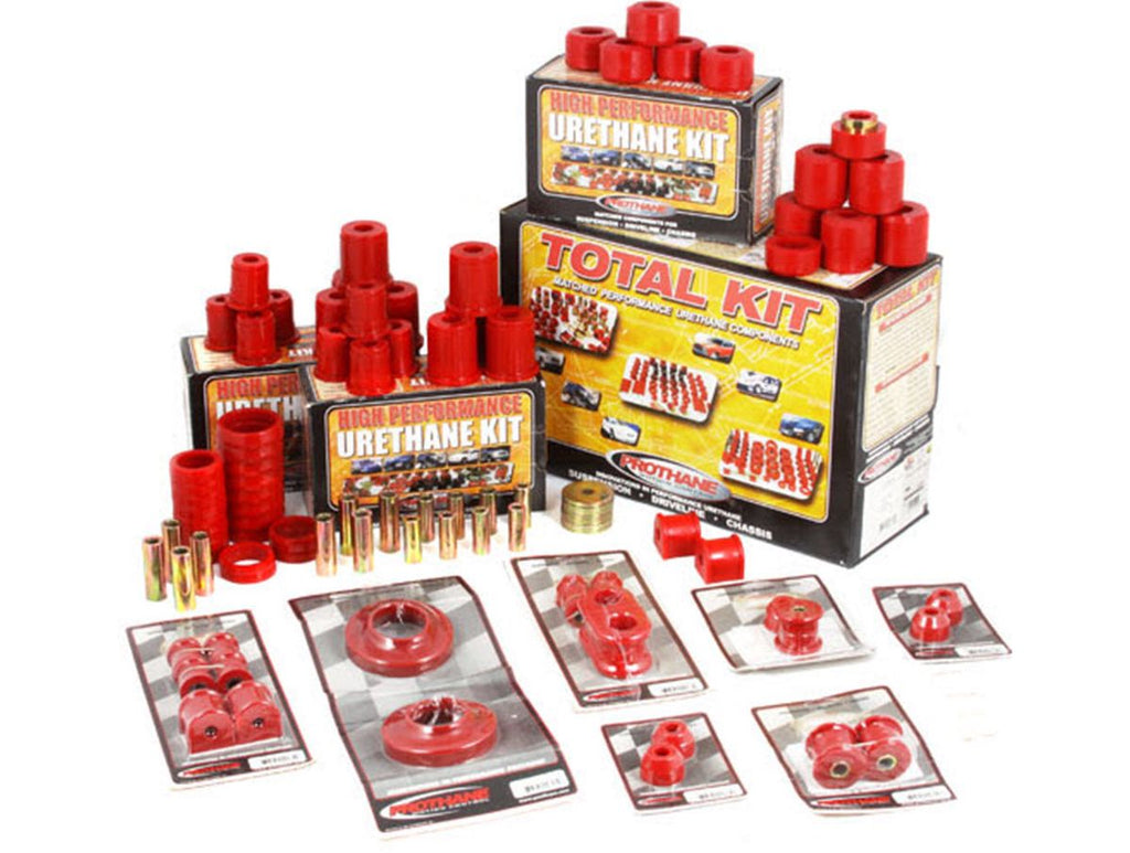 This Red Polyurethane Bushing Kit from Prothane Fits 97-06 Jeep Wrangler Tj. Rugged Ridge