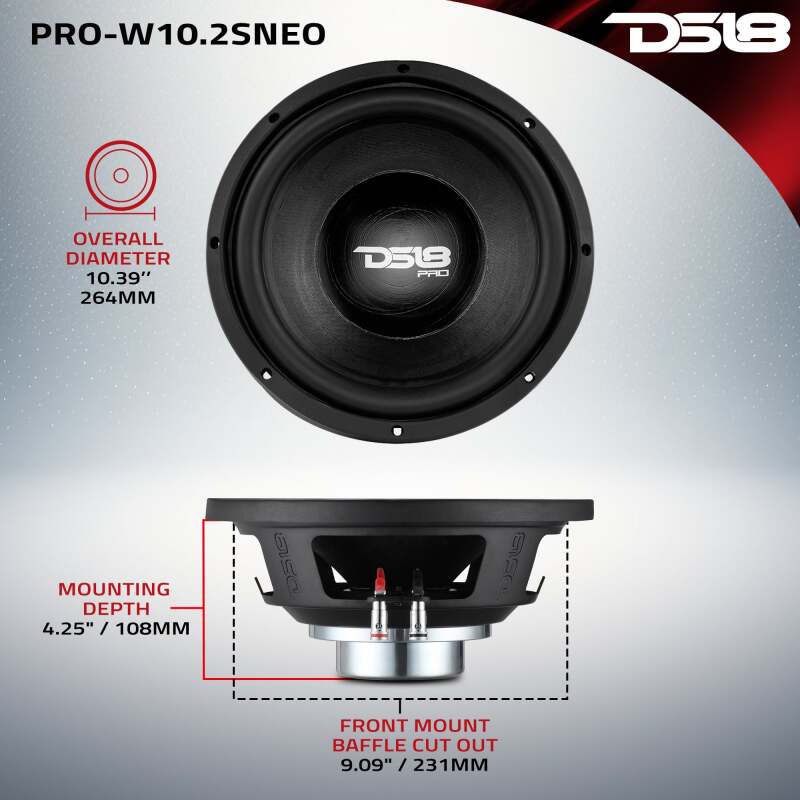DS18 10in 350 Watts RMS 4 ohm Neodymium Cone Woofer