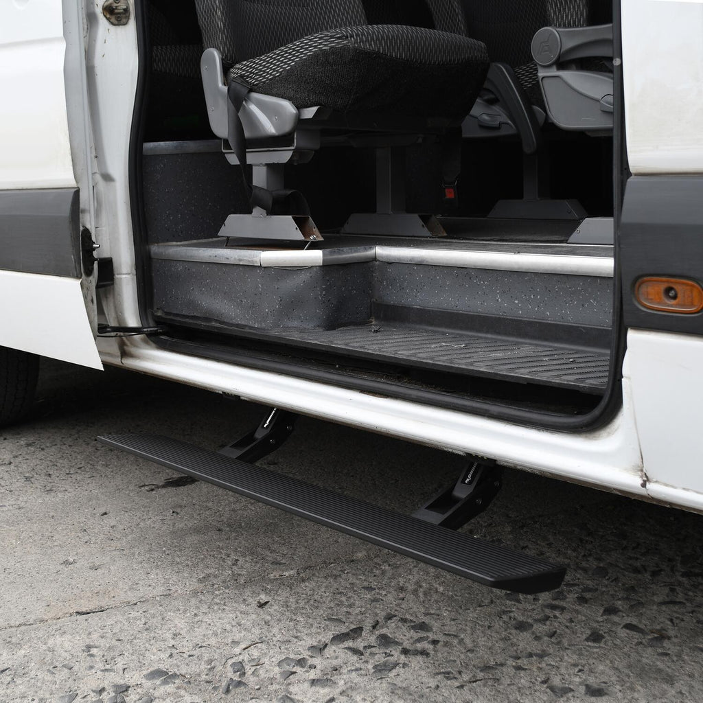 RealTruck VoltStep Electric Running Board Kit Textured Black 2013-2018 Mercedes-Benz Sprinter 2500/3500 Go Rhino