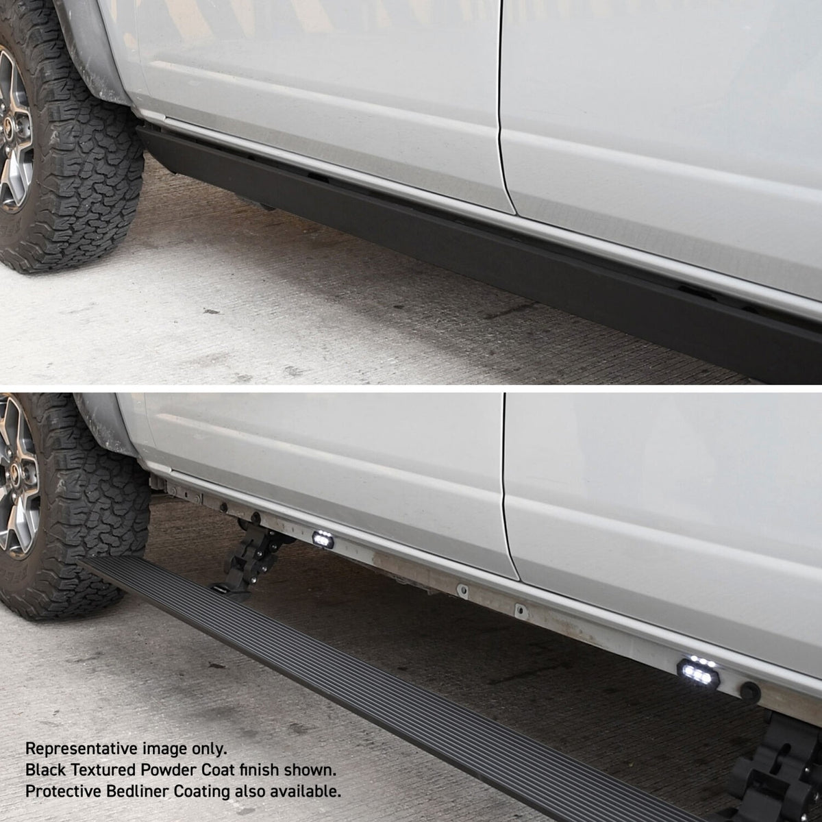 RealTruck VoltStep Electric Running Board Kit Protective Bedliner Coating 2021-2025 Ford Bronco Go Rhino