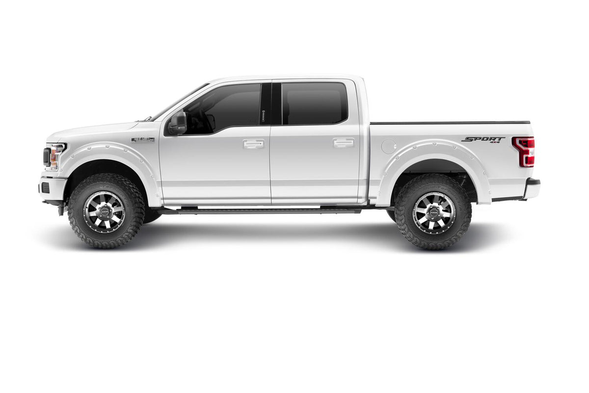 Pocket/Rivet Style Color Matched Oxford White 4-Piece Fender Flare Set For 2018-2020 Ford F150 Bushwacker