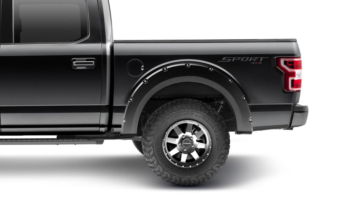 Pocket/Rivet Style Color Matched Agate Black Met 4-Piece Fender Flare Set For 2018-2020 Ford F150 Bushwacker