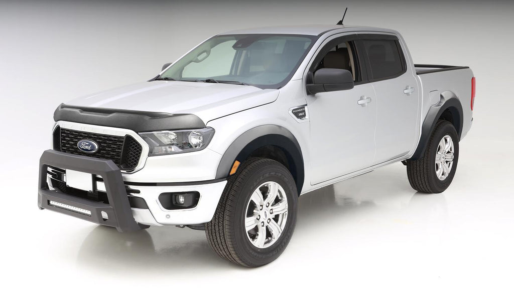 Black Extendafender Style Smooth Finish 4-Piece Fender Flare Set For 2019-2023 Ford Ranger Supercrew Bushwacker