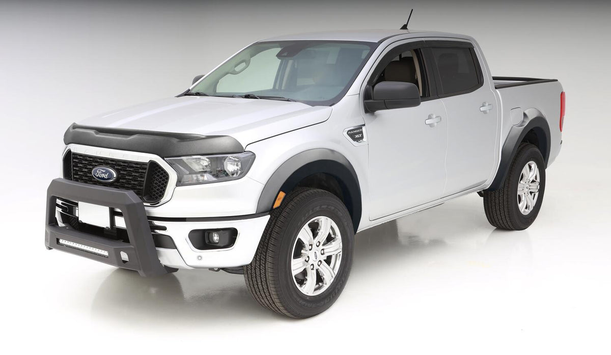 Black Extendafender Style Smooth Finish 4-Piece Fender Flare Set For 2019-2023 Ford Ranger Supercrew Bushwacker