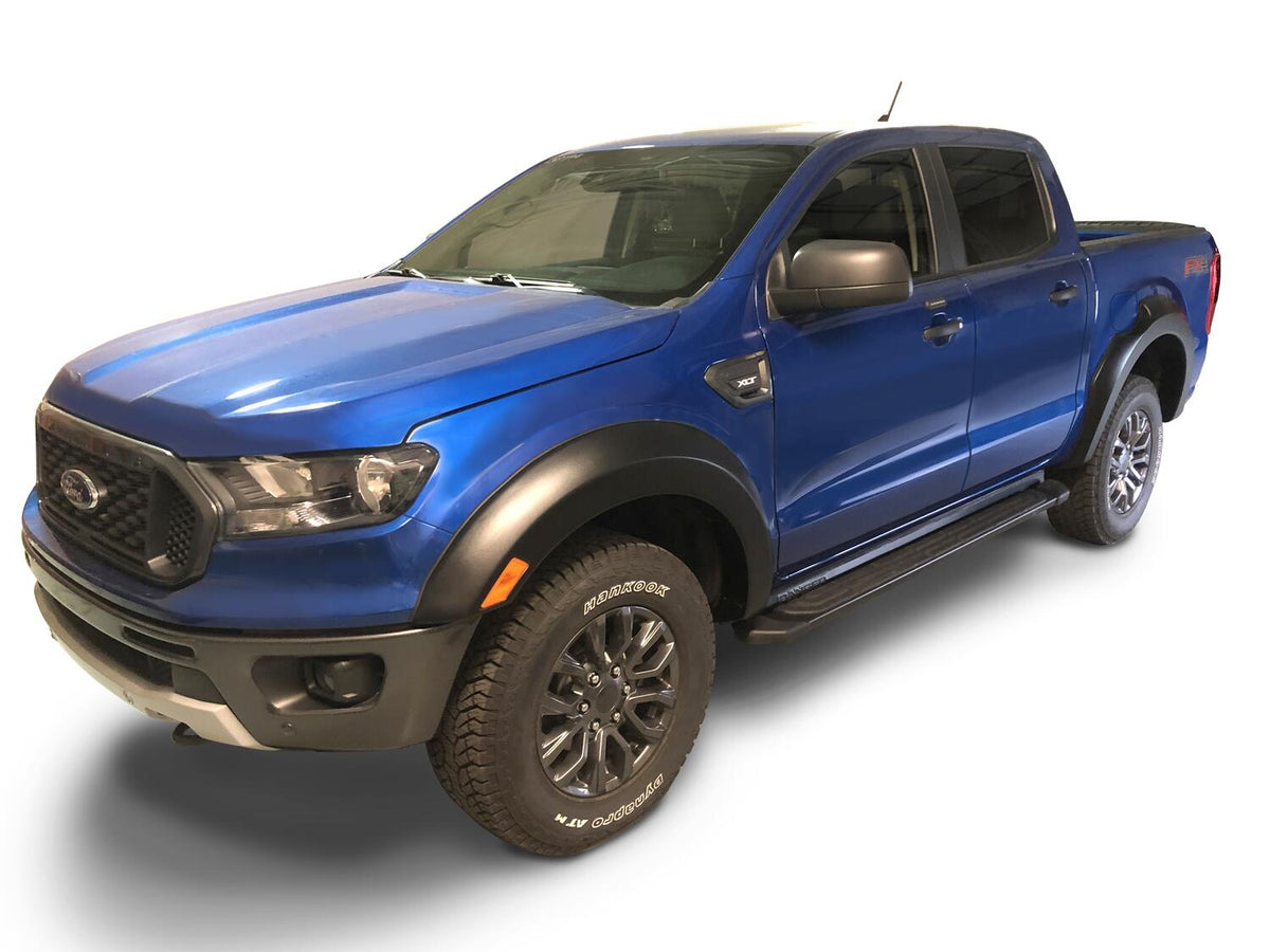 Black Extendafender Style Smooth Finish 4-Piece Fender Flare Set For 2019-2023 Ford Ranger Supercrew Bushwacker