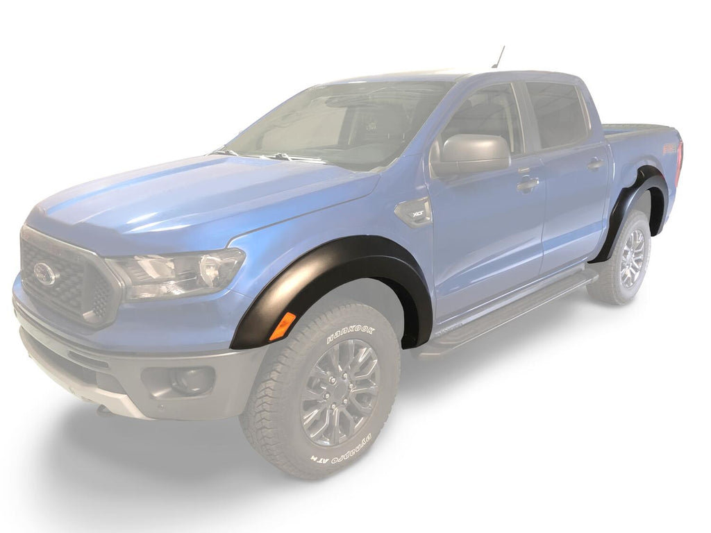 Black Extendafender Style Smooth Finish 4-Piece Fender Flare Set For 2019-2023 Ford Ranger Supercrew Bushwacker