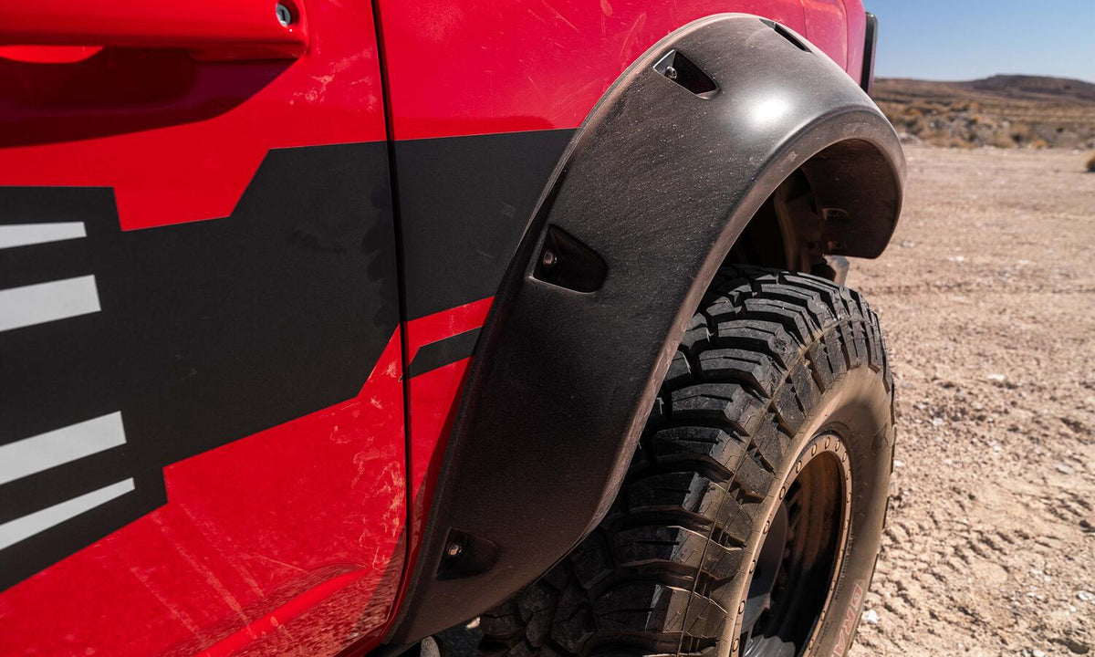 Black Pocket/Rivet Style Smooth Finish Front Fender Flares For 2021-2023 Ford Bronco 2-DR Bushwacker