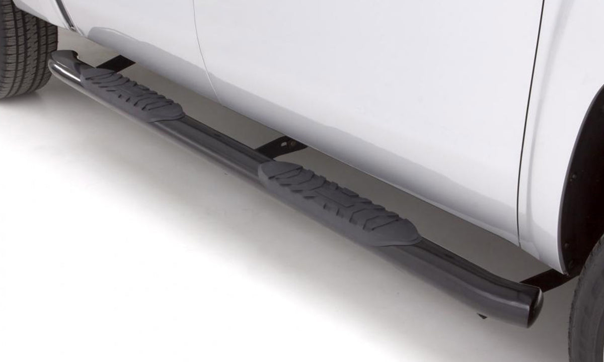 4 Inch Oval Bent Nerf Bars Black 2002-2009 Dodge Ram 1500/2500/3500 Quad Cab Lund
