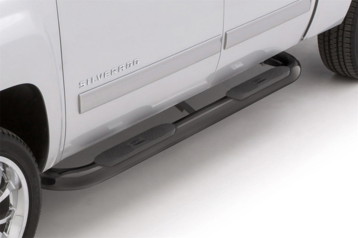 4 Inch Oval Bent Nerf Bars Black 2001-2014 Silverado/Sierra 1500 HD/2500 HD/3500 HD Crew Cab Lund