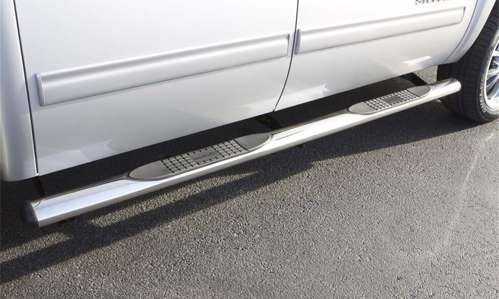 4 Inch Oval Straight Nerf Bars Polished Stainless 2015-2025 Ford F-150 SuperCrew Cab Lund