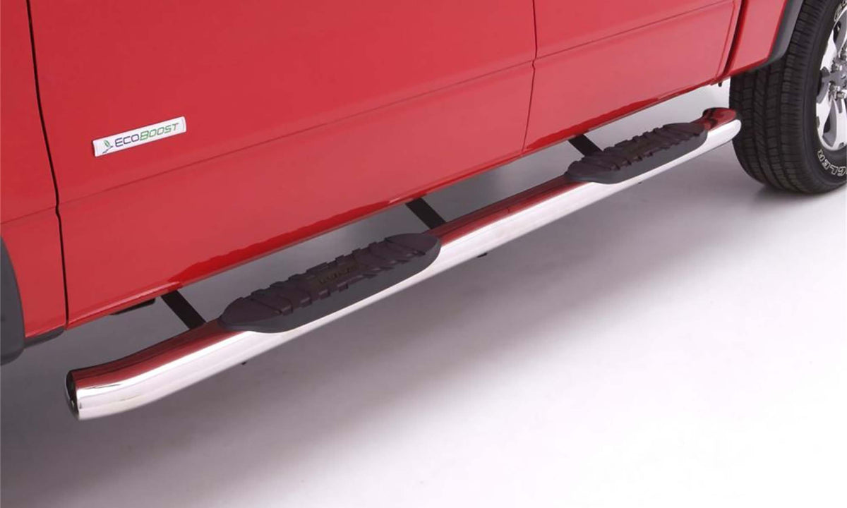 5 Inch Oval Curved Nerf Bars Polished Stainless 2009-2021 Dodge Ram 1500 Quad Cab Lund