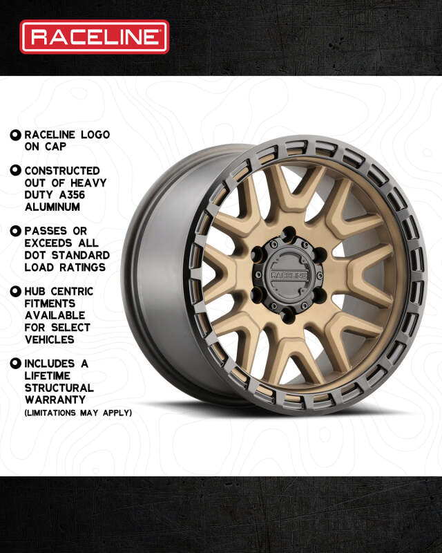 Raceline 953BZ Krank 18x9in / 6X135 BP / 18mm Offset / 87.1mm Bore - Bronze