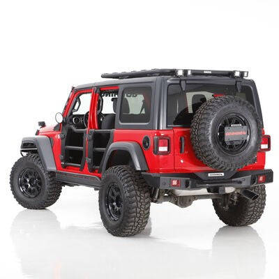 Rockline Body Mount Spare Tire Carrier Textured Black 2018-2026 Jeep Wrangler Go Rhino