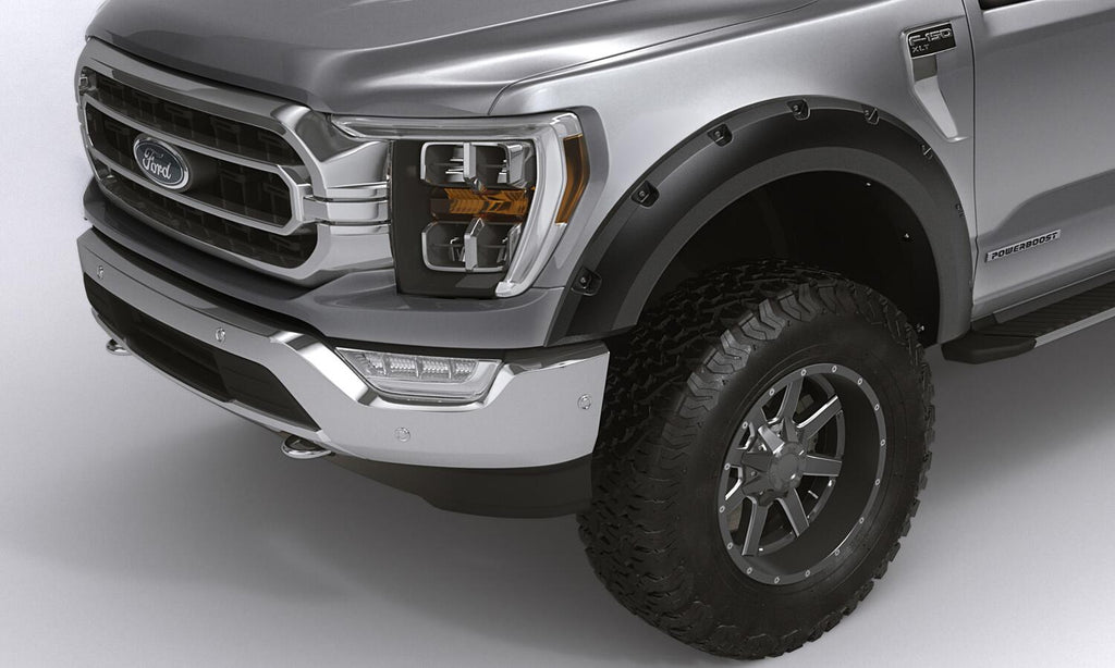 Black Forge Pocket/Rivet Textured Finish 4-Pc Fender Flare Set For 11-16 Ford F250/F350 Excludes Dually Bushwacker