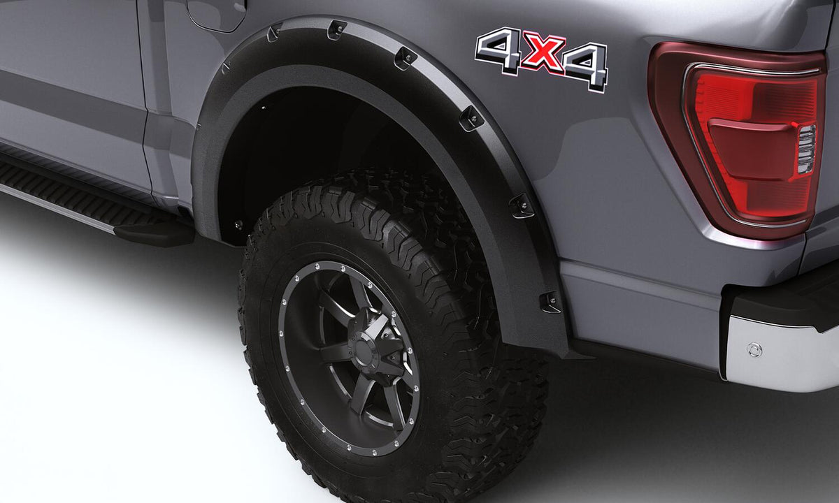 Black Forge Pocket/Rivet Textured Finish 4-Pc Fender Flare Set For 11-16 Ford F250/F350 Excludes Dually Bushwacker
