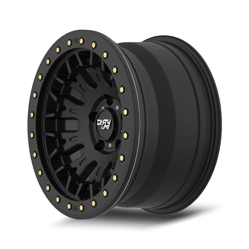 Dirty Life DT-3 17X9 5x127 -12 Offset - Satin Black w/ Simulated Beadlock