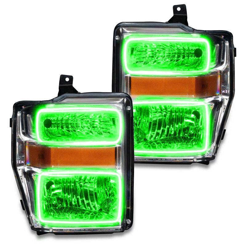 Oracle 08-10 Ford F250/350 Pre-Assembled Halo Headlights - Chrome Housing - ColorSHIFT