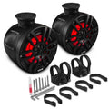 DS18 Marine And Psports Compact Towers Flat And Pole Mount 6.5in 100 Watts RMS RGB LED Lights Black