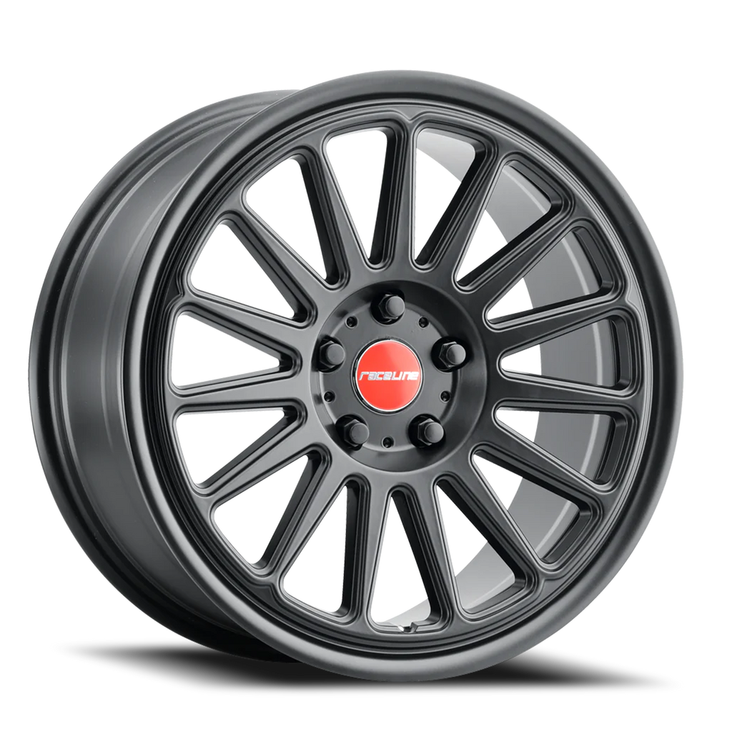 Aluminum Wheels 17x8 Grip 315B Satin Black Red and Black Logo Multi Spoke 35 Offset 5 on 120 Bolt Pattern 74.1 Bore Raceline