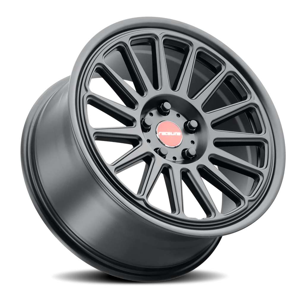Aluminum Wheels 17x9 Grip 315B Satin Black Red and Black Logo Multi Spoke 40 Offset 5 on 114.3 Bolt Pattern 72.6 Bore Raceline