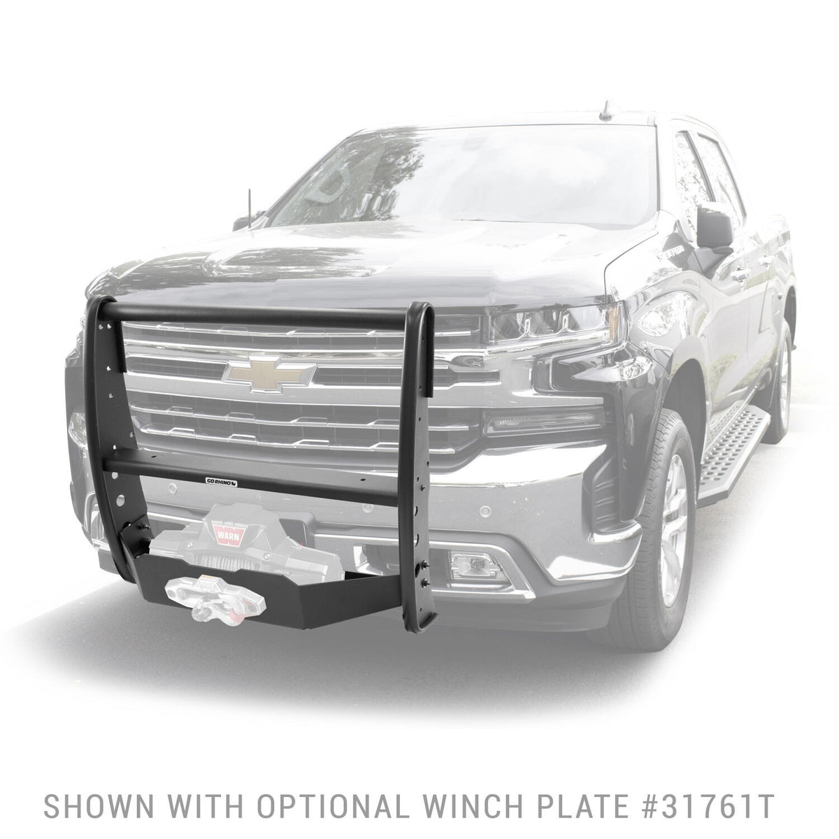 3100 Series StepGuard Center Grille Guard Only Textured Black 2019-2021 Silverado 1500 2022-2022 Silverado 1500 LTD Go Rhino